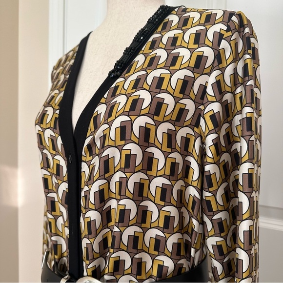 ‘ S Max Mara Label-cut 100% Silk Blouse with Rhinestones Sz: Small US4/6 Spring - Picture 10 of 11